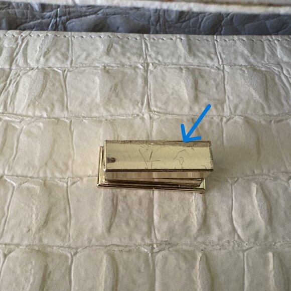 Madeleine Mode Italian Cream Crocodile Leather Shoulder Gold Chain Hardware NWOT - Picture 12 of 12